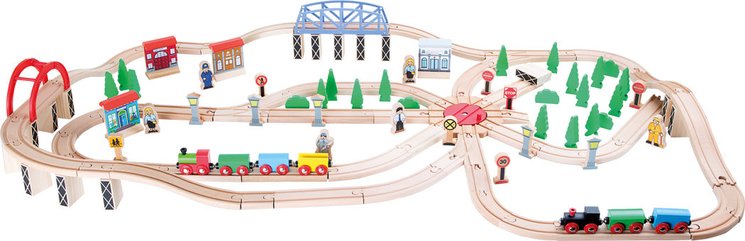 Small Foot 10087 Kit Chemin De Fer En Bois 140 Pièces - Train Et Circulation Avec Rails Small Foot 10087 Kit Chemin De Fer En Bois 140 Pièces - Train Et Circulation Avec Rails