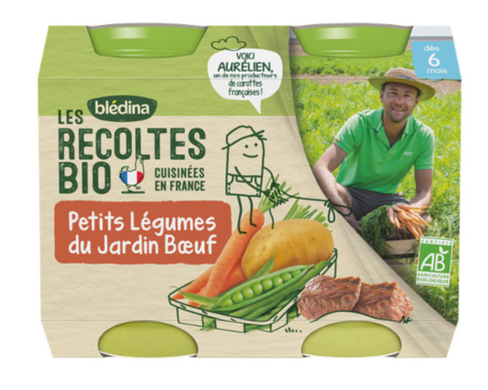 Bipack bio Legumes du Jardin Boeuf - 2 Pot/200g - Blédina - DDM 04/2025