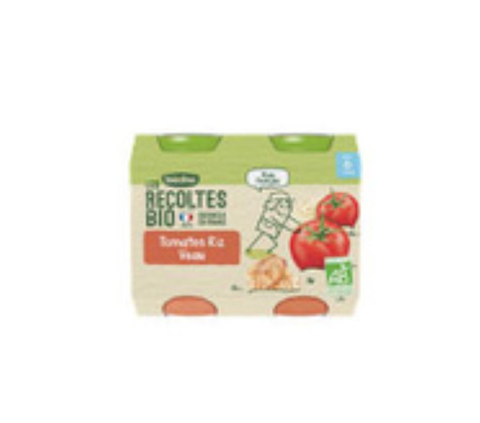 Bipack bio Tomate riz veau - 2 Pot/200g - Blédina - DDM 01/2025