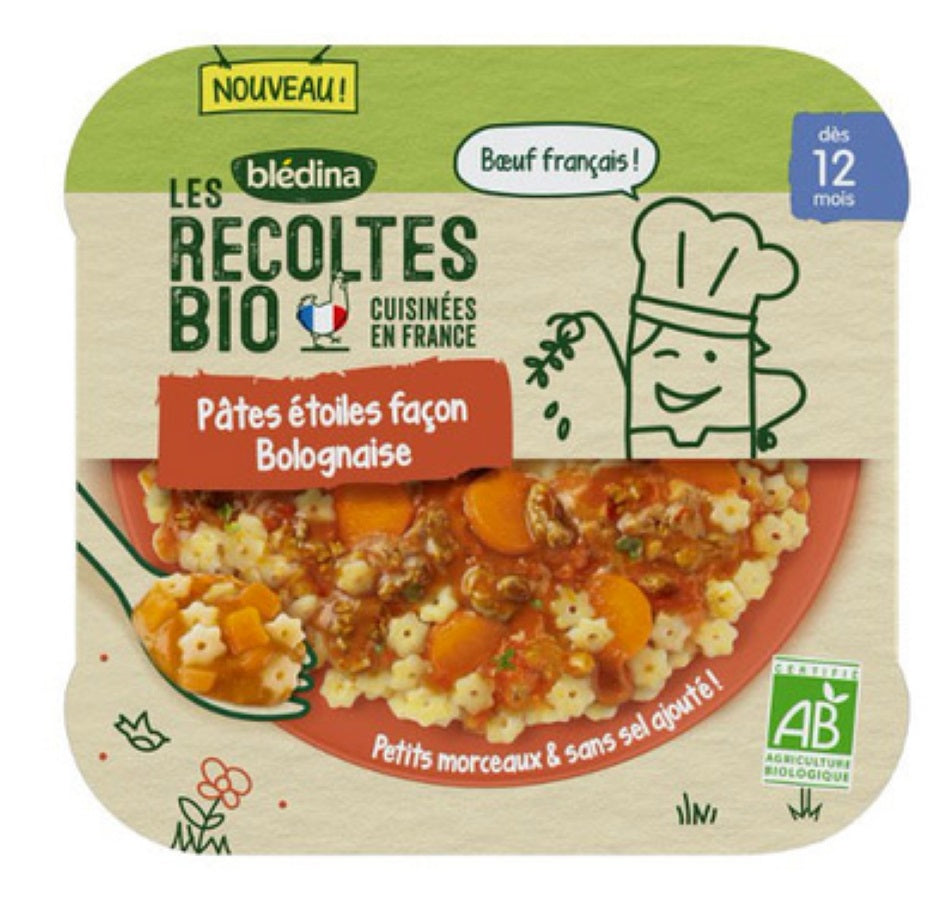 Blédichef bio Pates Etoiles façon bolognaise - Assiette de 230g - Blédina - DDM 02/2025