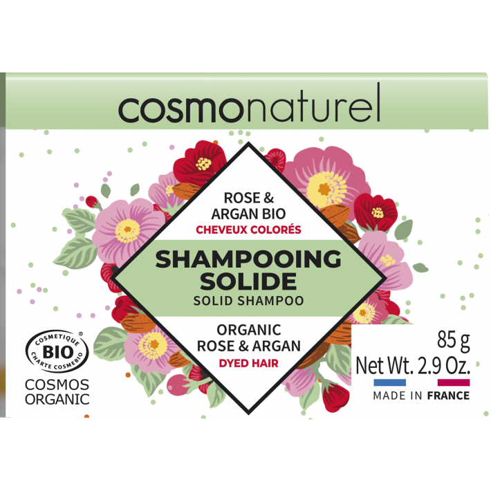 Shampoing solide - Cheveux colorés - Rose et Argan - Cosmonaturel