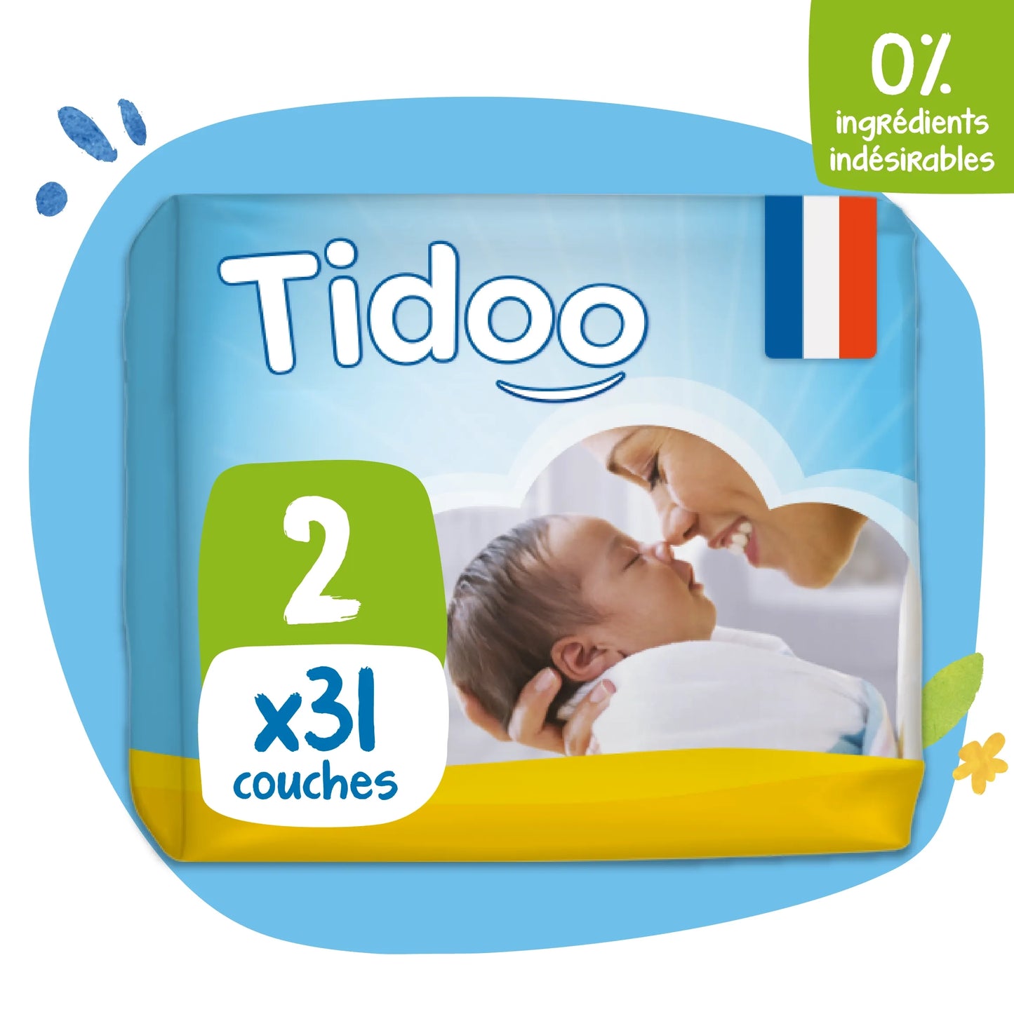 Couche jetable night & day - T2 -3 à 6 kgs - 31 couches - Mini Pack- Tidoo