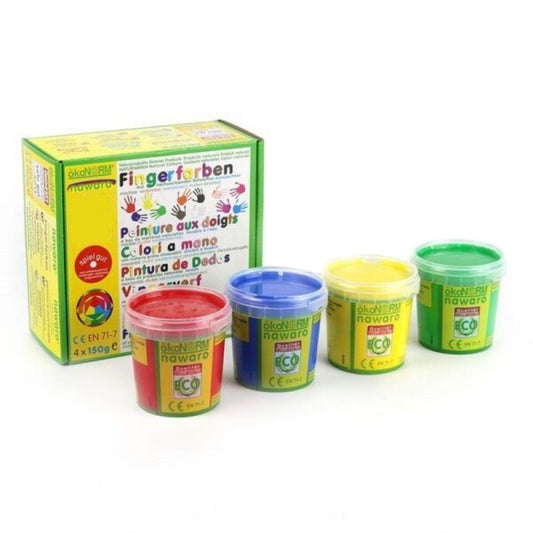 Peinture aux doight pour enfant, non toxique, 4 couleurs, OKONORM, nawaro