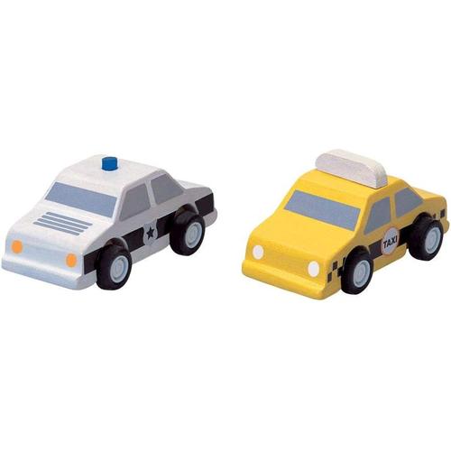 Voiture de police et taxi jaune - en bois - Plan Toys